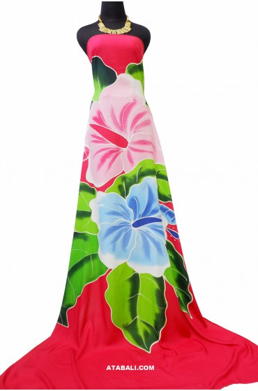 Pink Rayon Sarong Pareo Hand Painted